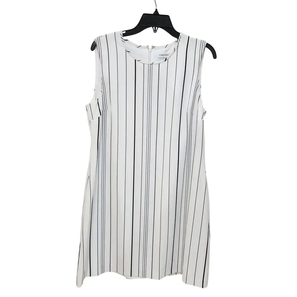 Calvin Klein Zip Striped Dress Size 14 NWT